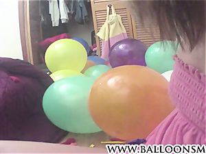 red-hot teen looner spunks balloons then gives a handjob