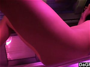 Tanning parlor anal finger-tickling